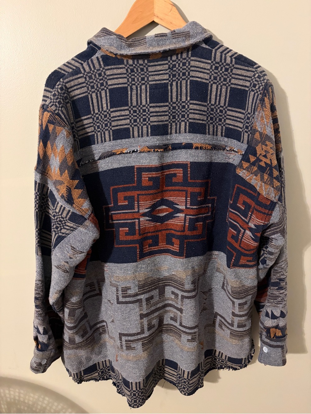 We The Free Arizona sky medium Aztec Button-Front Pullover in Navy, Gray & Brown - Picture 8 of 8